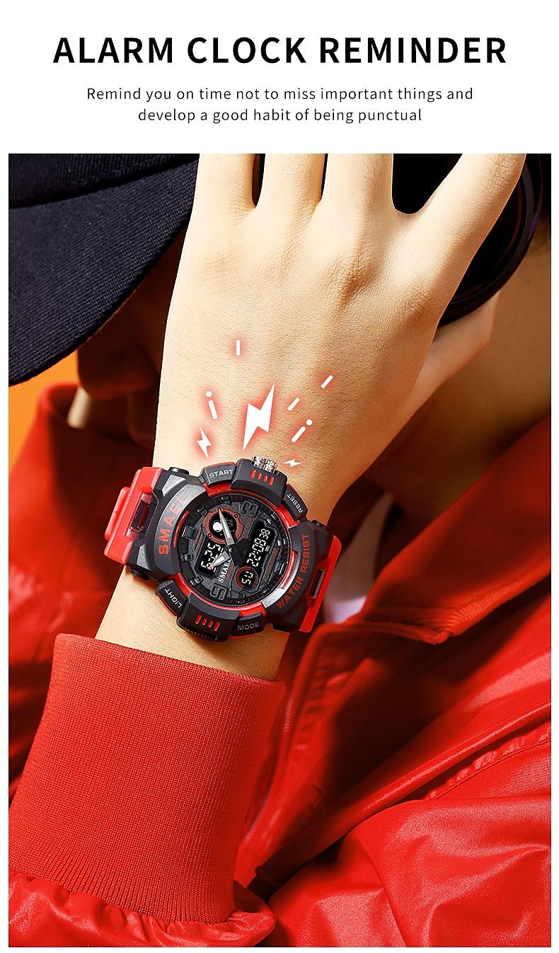 SMAEL Men Digital Watch Sports Tactical Fashion Wristwatch Luminous Stopwatch Alarm Clock Calendar Silicone Strap Watch Kids Back to School Gift 2023 - US $12.59 &ndash;P6