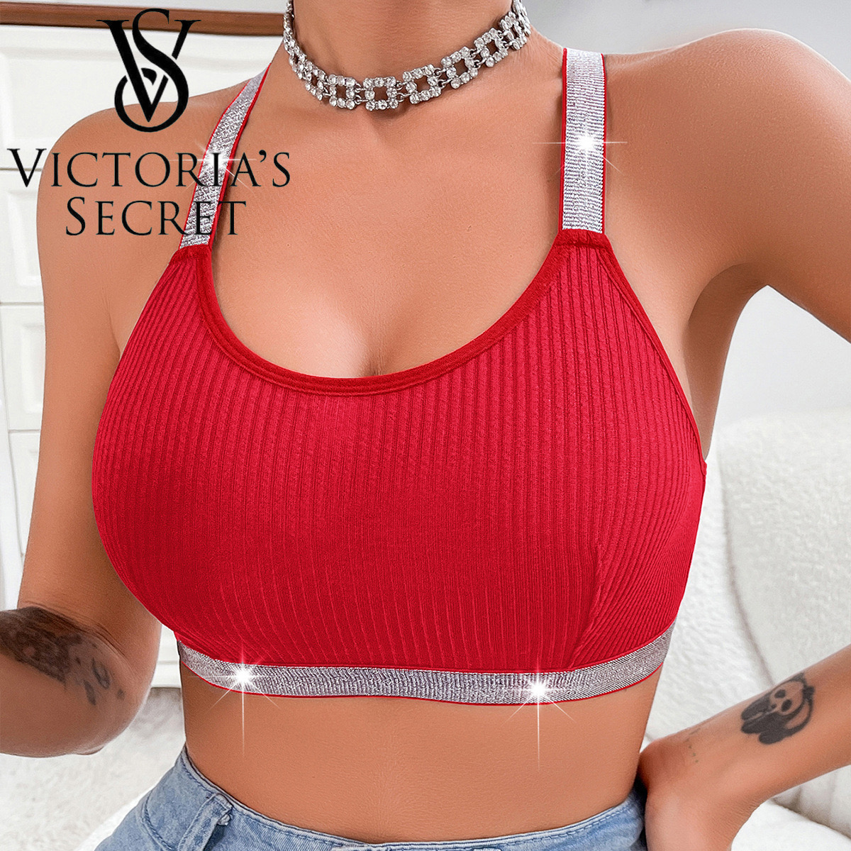 ✨【Victoria's Secret】✨Σουτιέν μεγάλου μεγέθους σέξι strappy push-up full cup κατά της χαλάρωσης