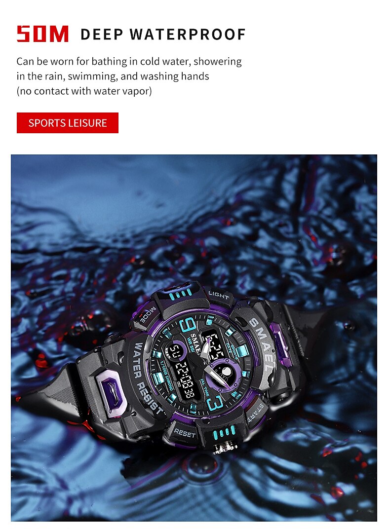 SMAEL Men Digital Watch Sports Tactical Fashion Wristwatch Luminous Stopwatch Alarm Clock Calendar Silicone Strap Watch Kids Back to School Gift 2023 - US $12.59 &ndash;P7