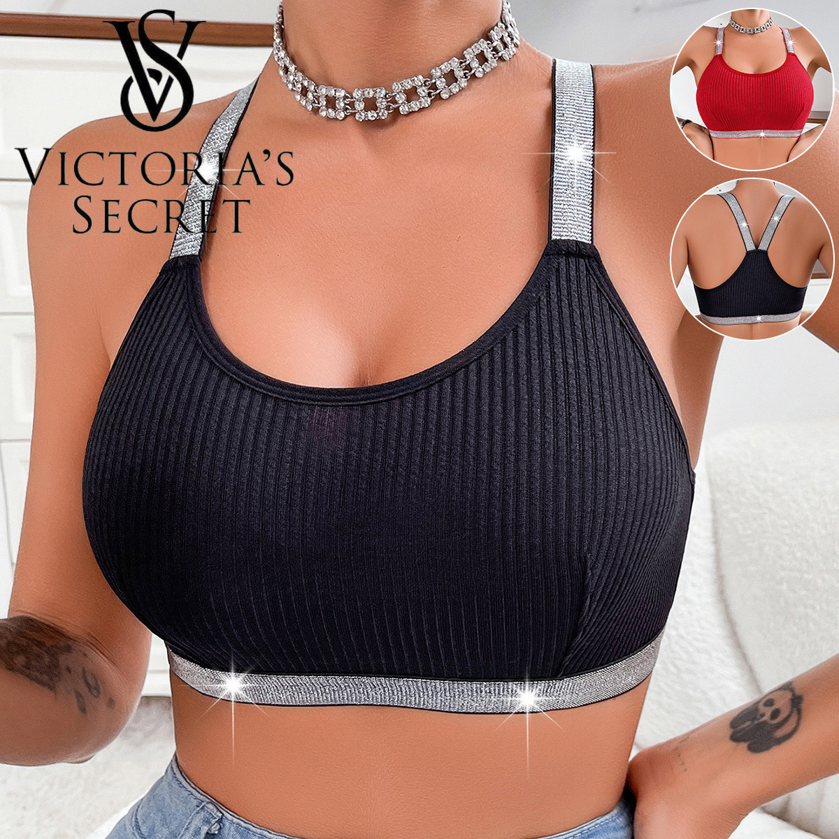 ✨【Victoria's Secret】✨Σουτιέν μεγάλου μεγέθους σέξι strappy push-up full cup κατά της χαλάρωσης