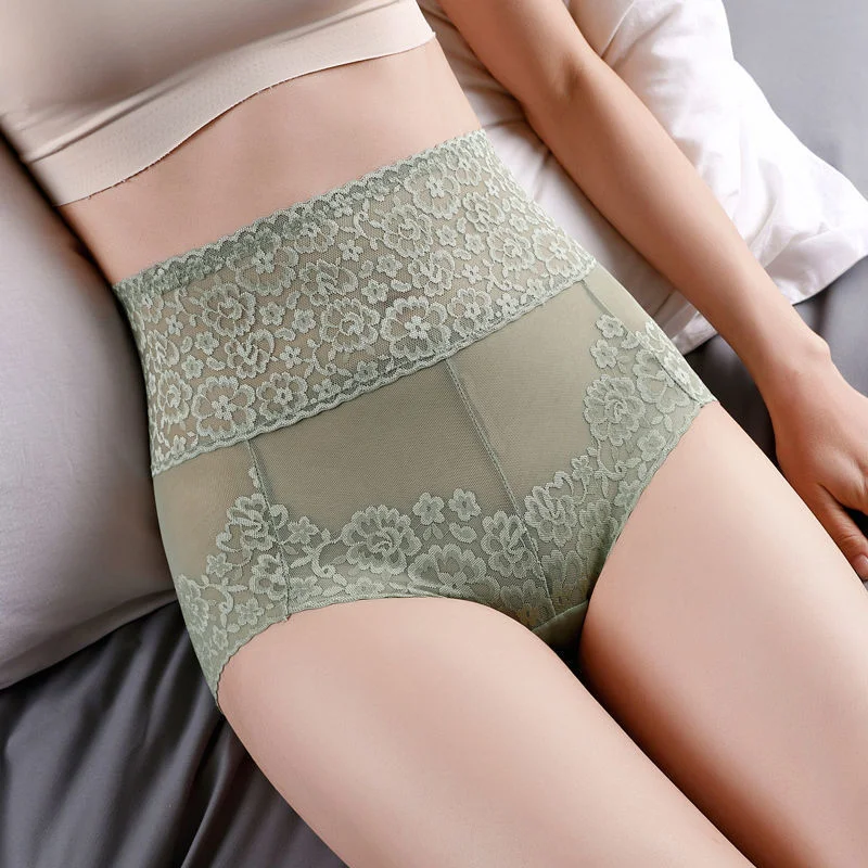 ✨【5-pack】✨Σέξι δαντέλα εσώρουχα με ψηλή μέση Ice Silk Seamless Body Shaper