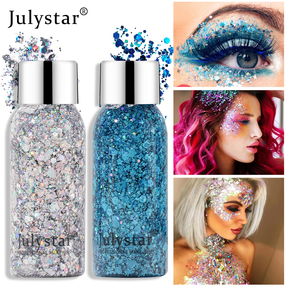 Julystar®Colorful Stage ✨ Υγρό μακιγιάζ Glitter ✅ Για Πρόσωπο και Σώμα ✅ Glitter Gel Liquid ✅ Μακιγιάζ για σκιές ματιών