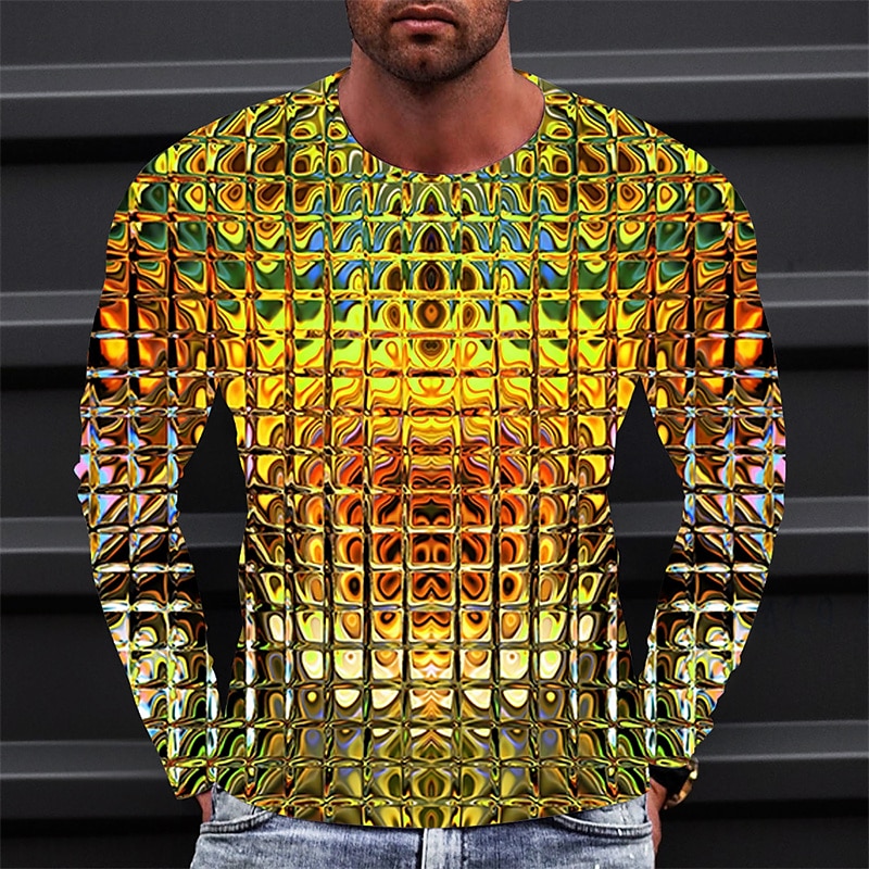 Men's Graphic Gradient Metallic Shirt T shirt Long Sleeve T shirt 3D Print Crew Neck Shirt Vintage Fashion Designer Outdoor Daily Sports 1 2 3 Spring &  Fall Clothing Apparel S M L XL 2XL 3XL 4XL 2024 - $21.99 &ndash;P8