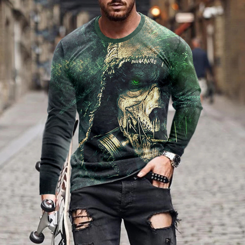 Ανδρικά must-have fashion print μακριά μανίκια, φορούν μια αίσθηση πολυτέλειας~