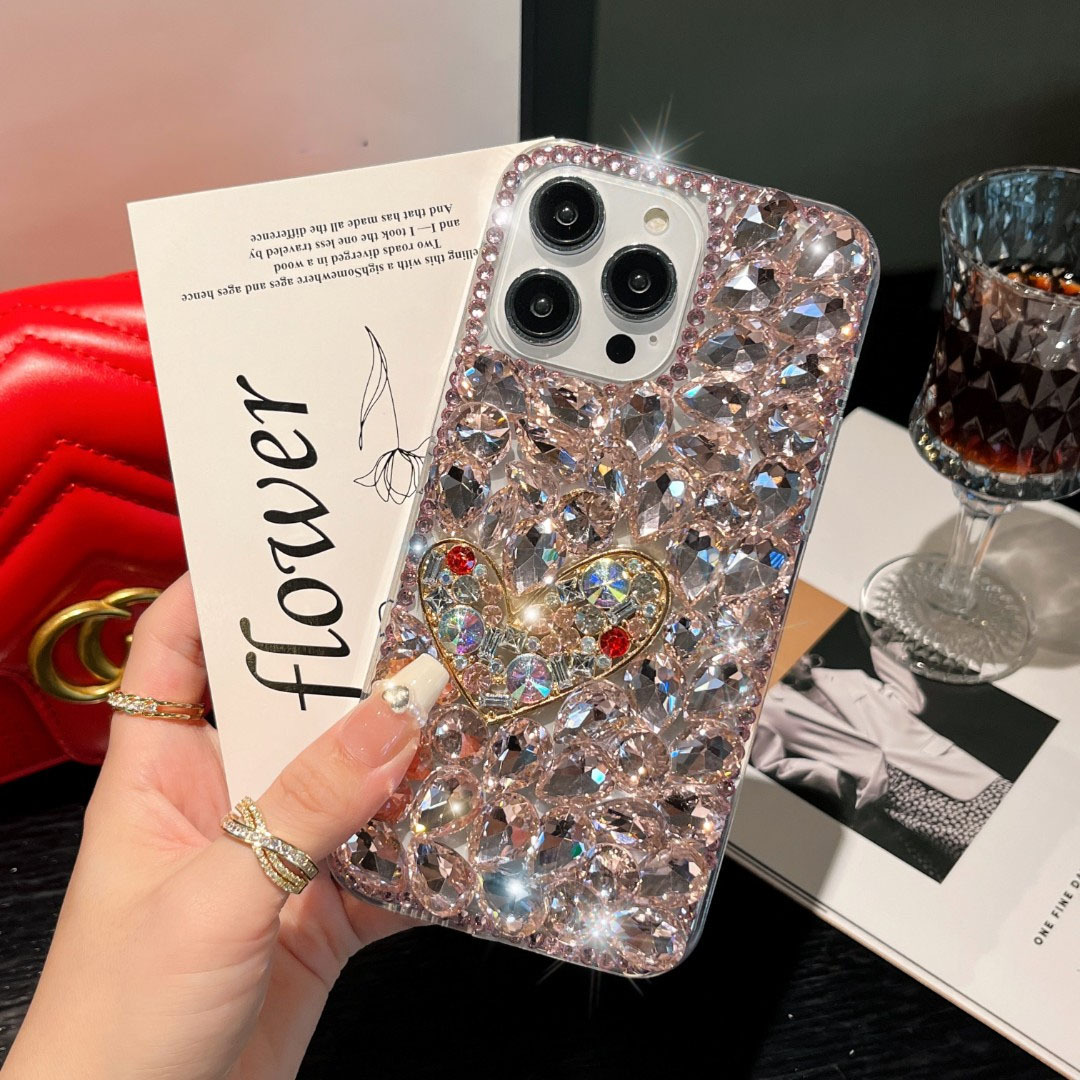 🌬📱🌈Θήκη για iPhone Luxury Love με πολύχρωμα κρύσταλλα💍Πλήρη προστατευτική θήκη με διαμάντι φλας👉
