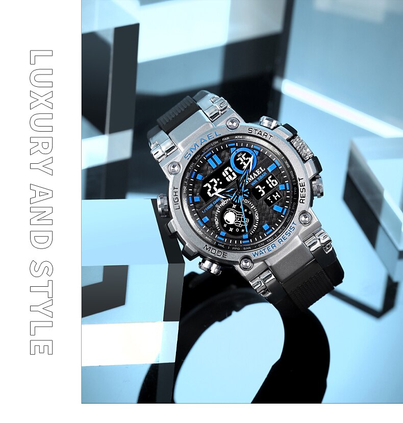 Smael Sports Watch Men Military Watch Digital Quartz Men Watch Waterproof 50M Swimming Alock Clock Army Men Wristwatches Kids Back to School Gift 2023 - US $16.99 &ndash;P10