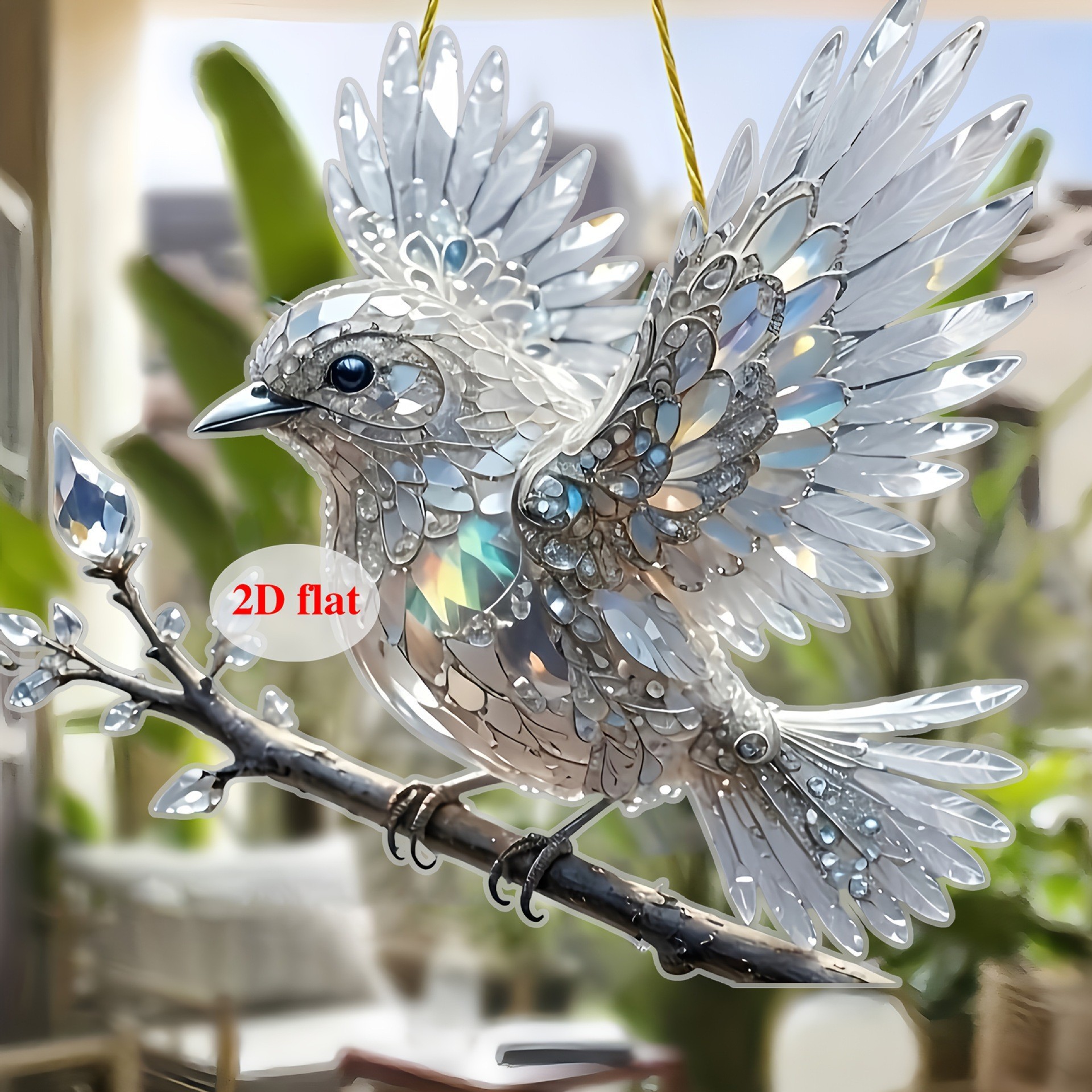 🎁🐦Κοσμήματα με κρυστάλλινο ουρανό, πολύχρωμα σχέδια και σχήμα μπλε πουλιού 