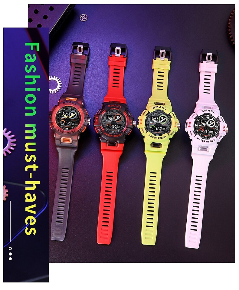 SMAEL Men Digital Watch Sports Tactical Fashion Wristwatch Luminous Stopwatch Alarm Clock Calendar Silicone Strap Watch Kids Back to School Gift 2023 - US $12.59 &ndash;P5
