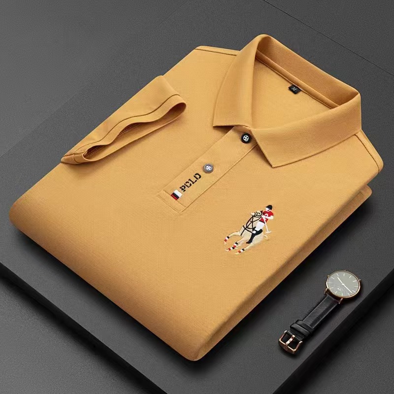 Business casual ανδρικό κοντομάνικο μπλουζάκι λεπτής διατομής μονόχρωμο βαμβακερό μισό μανίκι νέο μπλουζάκι πόλο