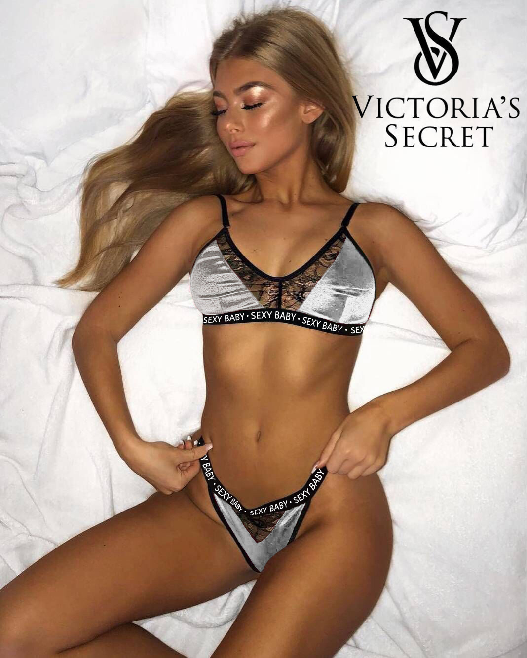 [Victoria's Secret]-Σέξι δαντελένιο σετ push-up [Σουτιέν + Σλιπ] ✅Κατασκευασμένο από υψηλής ποιότητας υλικά, ψηλό και ίσιο κόψιμο. ✅Αναπνέει και άνετο, δεν τσαλακώνει ✅Το όμορφο στυλ προσθέτει θηλυκή γοητεία