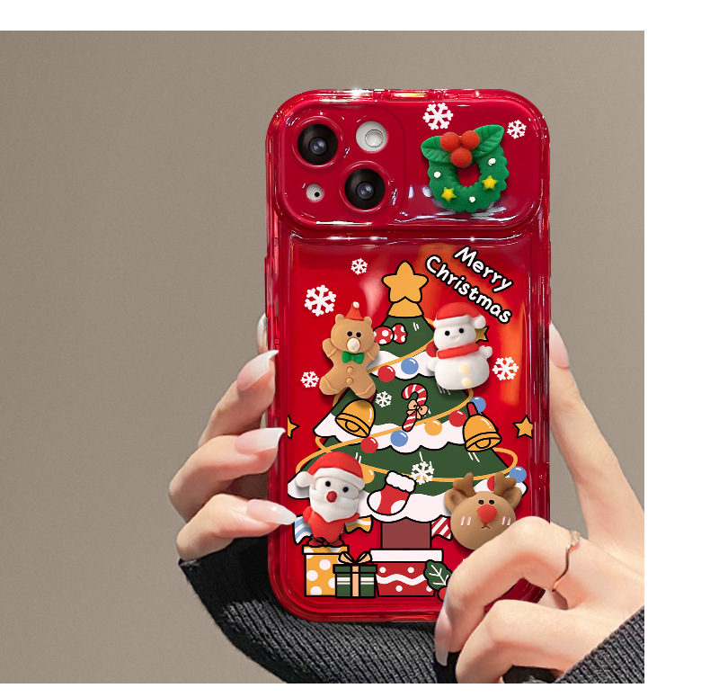 🎅🎄Калъф с огледало с висулка за коледно дърво за iPhone