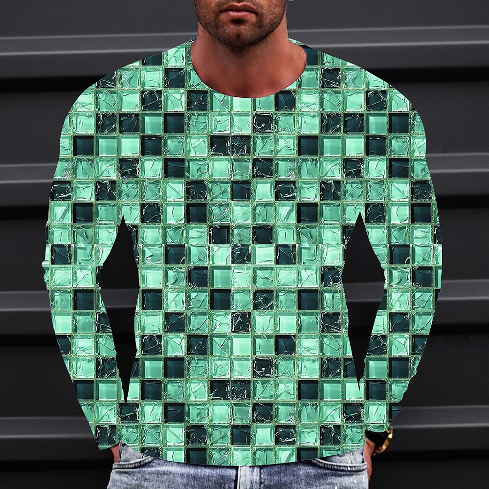 Men's Graphic Gradient Metallic Shirt T shirt Long Sleeve T shirt 3D Print Crew Neck Shirt Vintage Fashion Designer Outdoor Daily Sports 1 2 3 Spring &  Fall Clothing Apparel S M L XL 2XL 3XL 4XL 2024 - $21.99 &ndash;P14