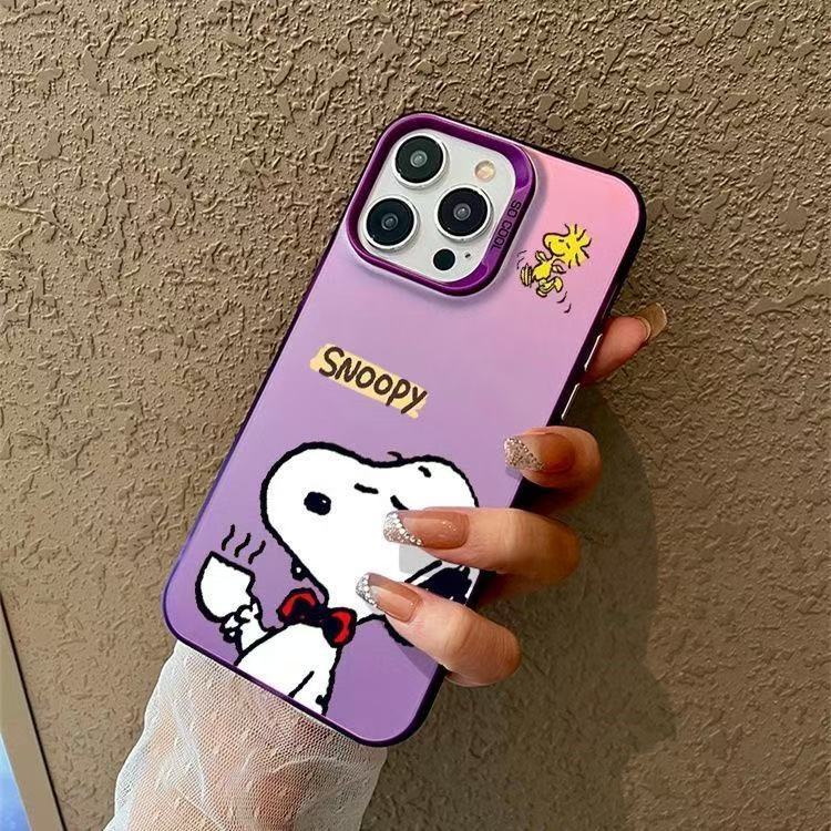 Βελτιωμένη νέα θήκη Snoopy για iPhone Apple Trend Brand, απλή, αντιστατική προστατευτική οθόνη με γυαλιστερό περίβλημα, κατάλληλη για iPhone 16/15/14/13/12/11/16 Pro Max/15 Pro Max/Plus/X/XS/XR/XS