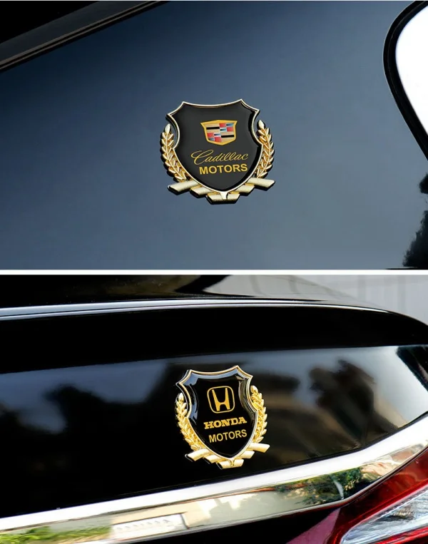 🚗Διακόσμηση αυτοκόλλητου με μεταλλικό λογότυπο αυτοκινήτου, τριγωνικό γυάλινο πλαϊνό λογότυπο πίσω παρμπρίζ αυτοκινήτου