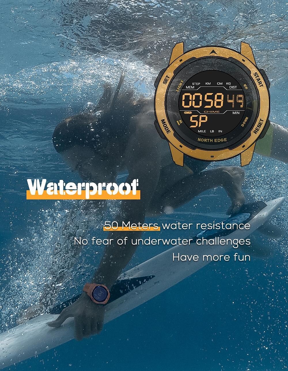 NORTH EDGE Men Digital Watch Men's Sports Watches Dual Time Pedometer Alarm Clock Waterproof 50M Digital Watch Military Clock 2023 - US $14.99 –P8
