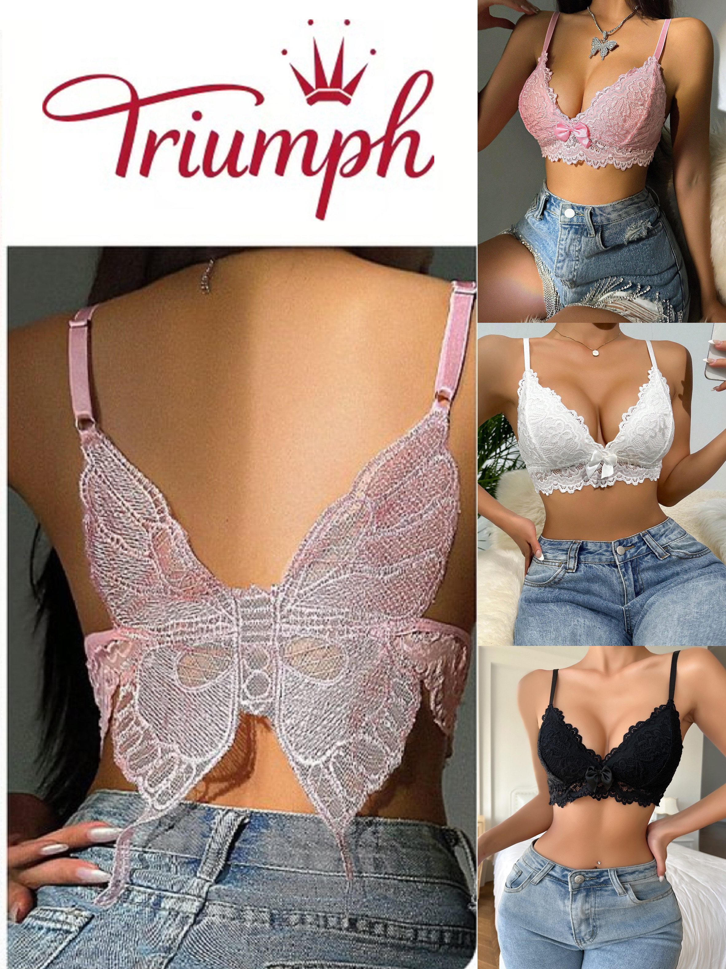 👙Triumph - 3 τεμάχια. 💥Σουτιέν με λουράκι πεταλούδας με λαιμόκοψη V με τις καλύτερες πωλήσεις
