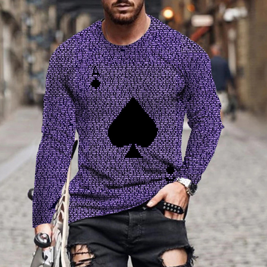 Ανδρικά must-have fashion print μακριά μανίκια, φορούν μια αίσθηση πολυτέλειας~