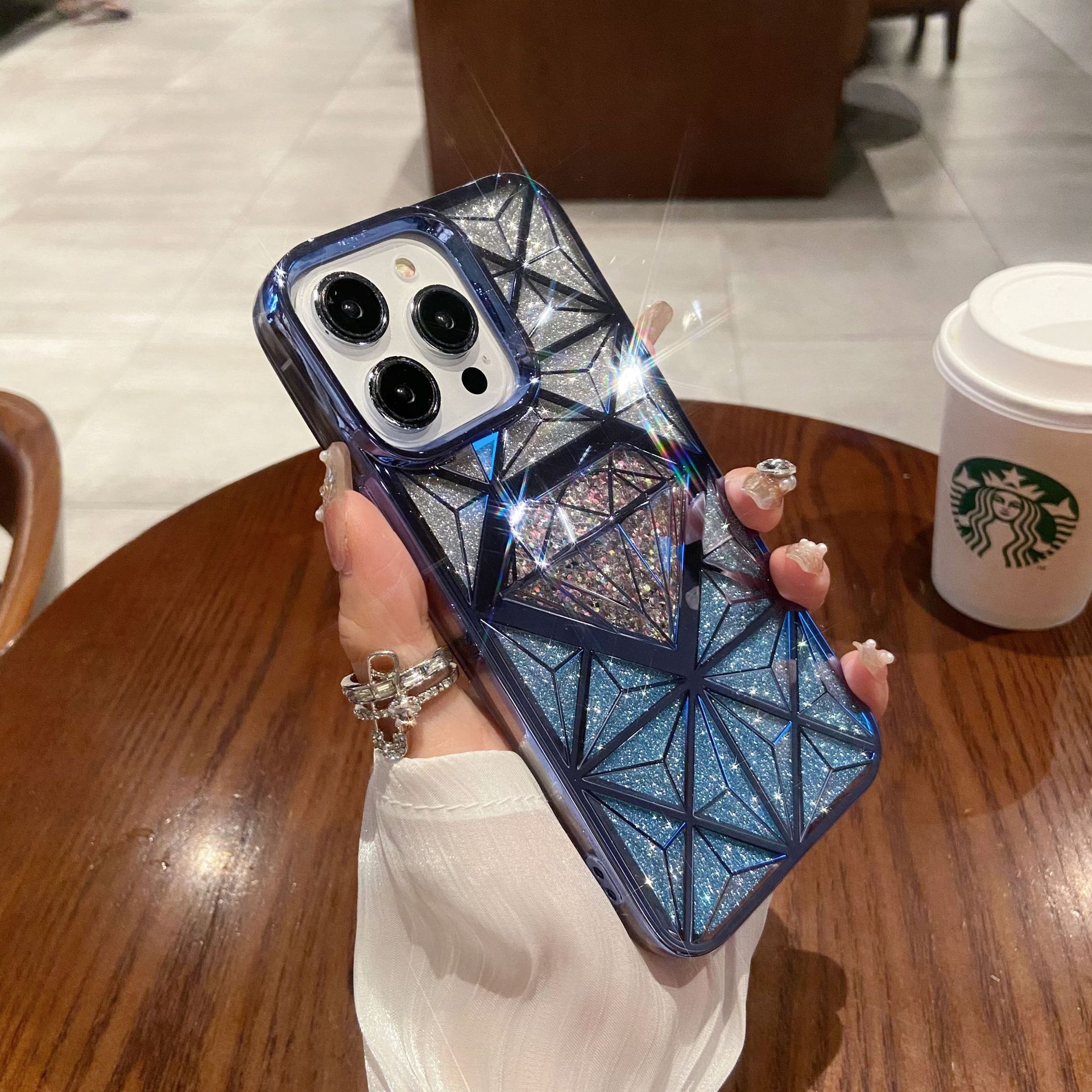 🌬🥰✨Τρισδιάστατη θήκη κινητού τηλεφώνου από διαμάντι/επιμετάλλωση κατάλληλη για iphone📱προστατευτική επίστρωση γκλίτερ ντεγκραντέ💍👉