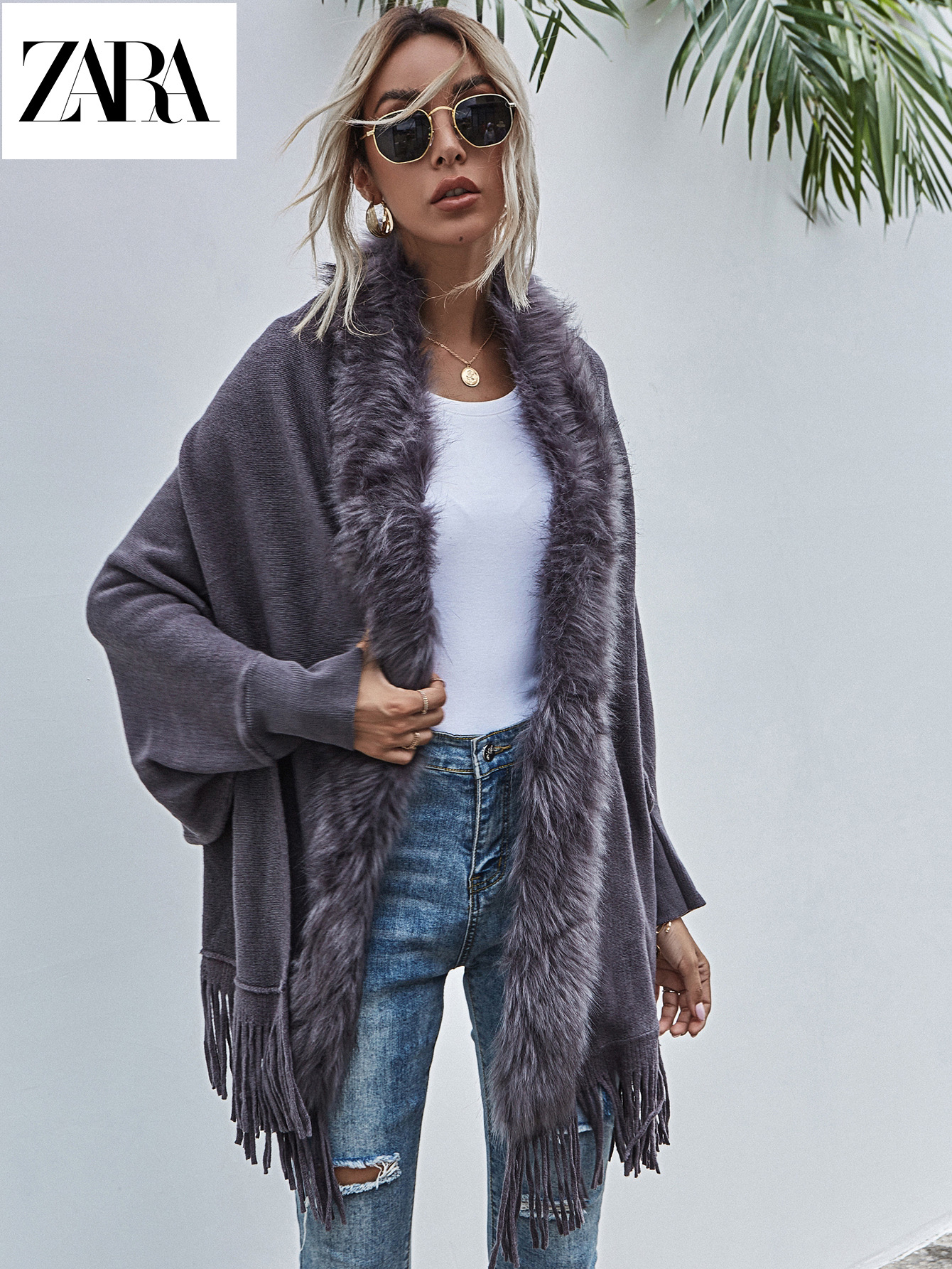 💗[ZARA®]💃 Σέξι, χαριτωμένη και λεπτή ζακέτα σάλι με φούντες και γούνινο γιακά, που κάνει τον γούνινο γιακά να φαίνεται αφράτο Τα ρούχα και τα σακάκια είναι πιο μοναδικά και γοητευτικά! Αγοράστε τώρα με δωρεάν αποστολή🛒👉