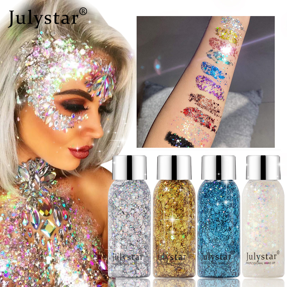 Julystar®Colorful Stage ✨ Υγρό μακιγιάζ Glitter ✅ Για Πρόσωπο και Σώμα ✅ Glitter Gel Liquid ✅ Μακιγιάζ για σκιές ματιών