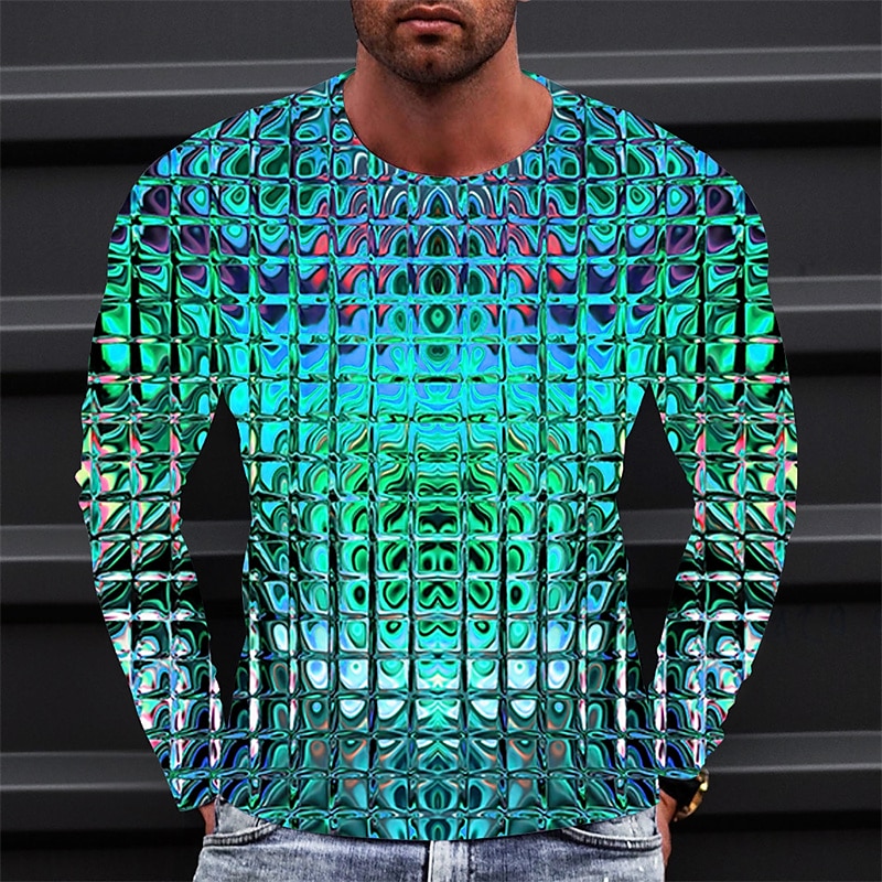 Men's Graphic Gradient Metallic Shirt T shirt Long Sleeve T shirt 3D Print Crew Neck Shirt Vintage Fashion Designer Outdoor Daily Sports 1 2 3 Spring &  Fall Clothing Apparel S M L XL 2XL 3XL 4XL 2024 - $21.99 &ndash;P6