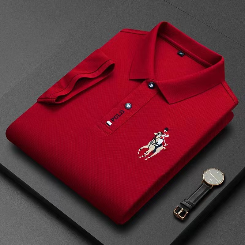 Business casual ανδρικό κοντομάνικο μπλουζάκι λεπτής διατομής μονόχρωμο βαμβακερό μισό μανίκι νέο μπλουζάκι πόλο