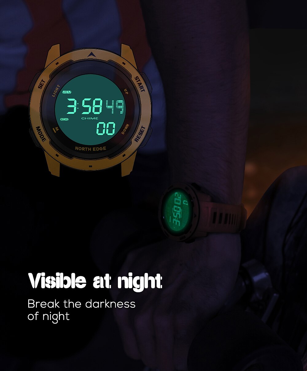 NORTH EDGE Men Digital Watch Men's Sports Watches Dual Time Pedometer Alarm Clock Waterproof 50M Digital Watch Military Clock 2023 - US $14.99 –P10