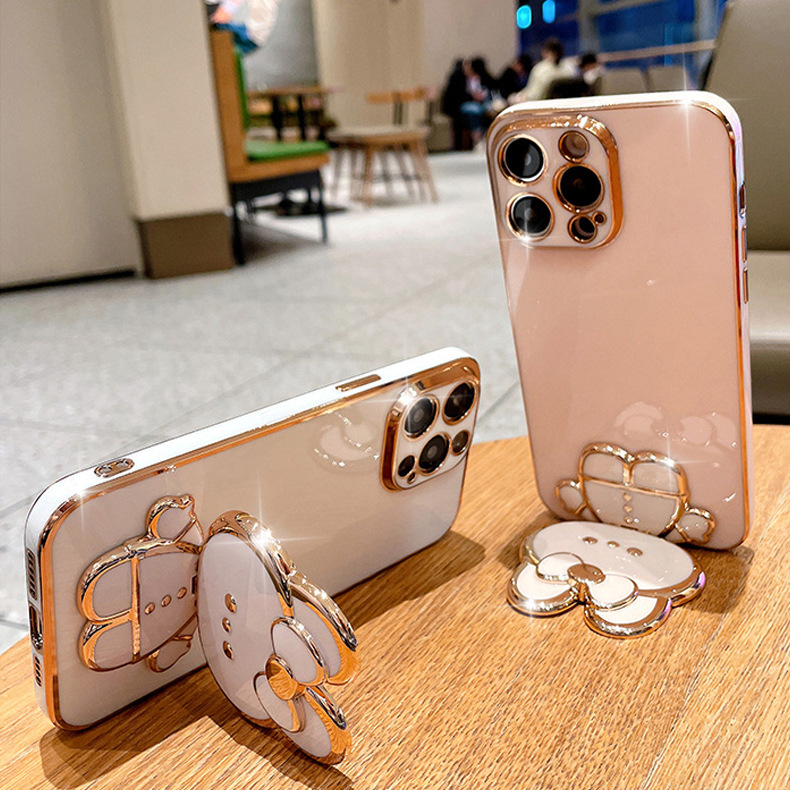 ✨📱Κατάλληλο για θήκη iPhone💍Νέα βάση κουνελιού πτυσσόμενος καθρέφτης μακιγιάζ all-inclusive επιμεταλλωμένος κατά της πτώσης
