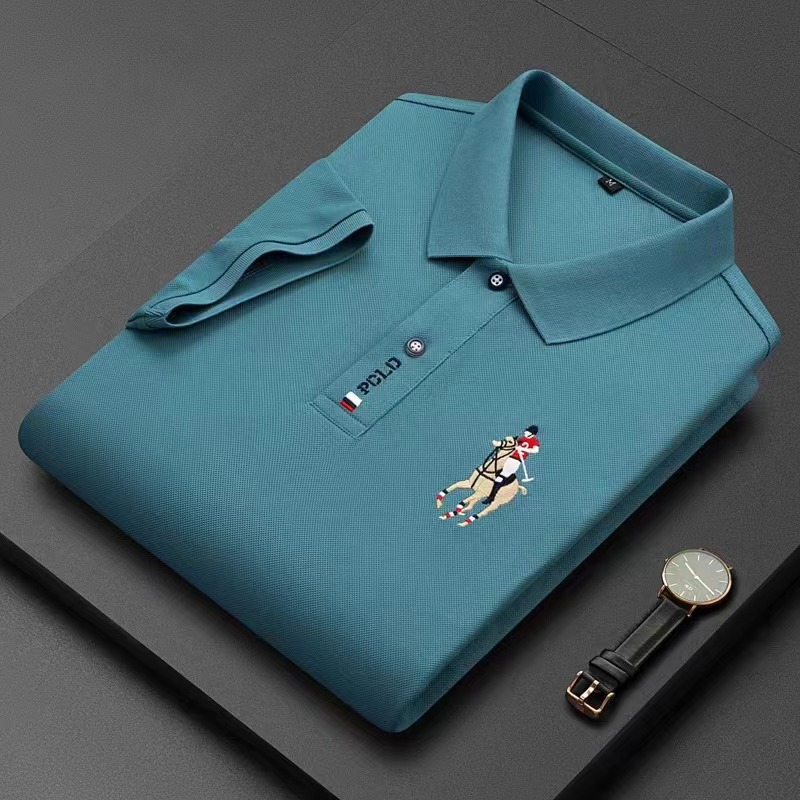 Business casual ανδρικό κοντομάνικο μπλουζάκι λεπτής διατομής μονόχρωμο βαμβακερό μισό μανίκι νέο μπλουζάκι πόλο