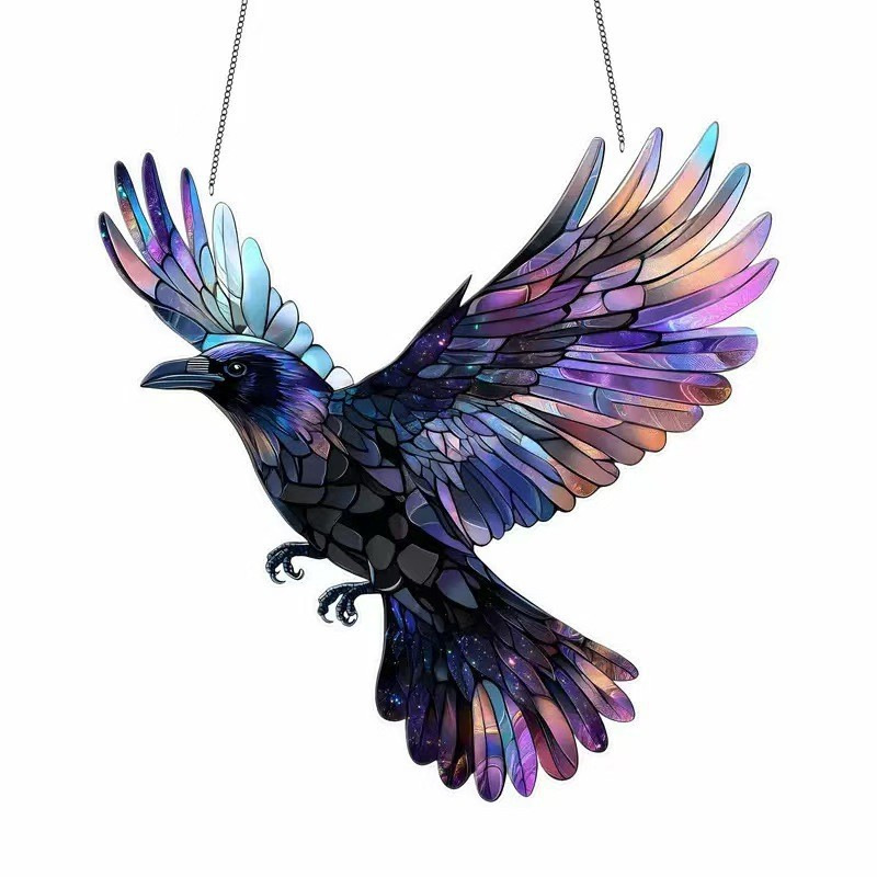🎁🐦Κοσμήματα με κρυστάλλινο ουρανό, πολύχρωμα σχέδια και σχήμα μπλε πουλιού 