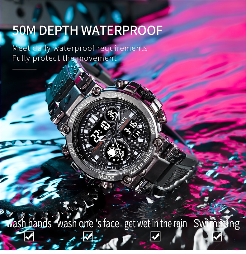 Smael Sports Watch Men Military Watch Digital Quartz Men Watch Waterproof 50M Swimming Alock Clock Army Men Wristwatches Kids Back to School Gift 2023 - US $16.99 &ndash;P4