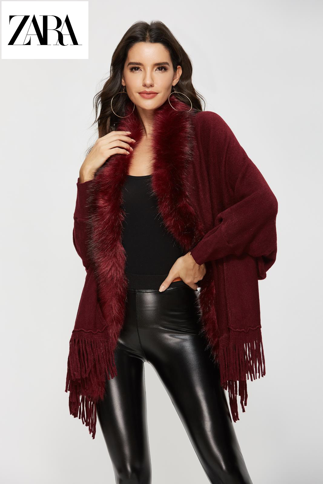 💗[ZARA®]💃 Σέξι, χαριτωμένη και λεπτή ζακέτα σάλι με φούντες και γούνινο γιακά, που κάνει τον γούνινο γιακά να φαίνεται αφράτο Τα ρούχα και τα σακάκια είναι πιο μοναδικά και γοητευτικά! Αγοράστε τώρα με δωρεάν αποστολή🛒👉