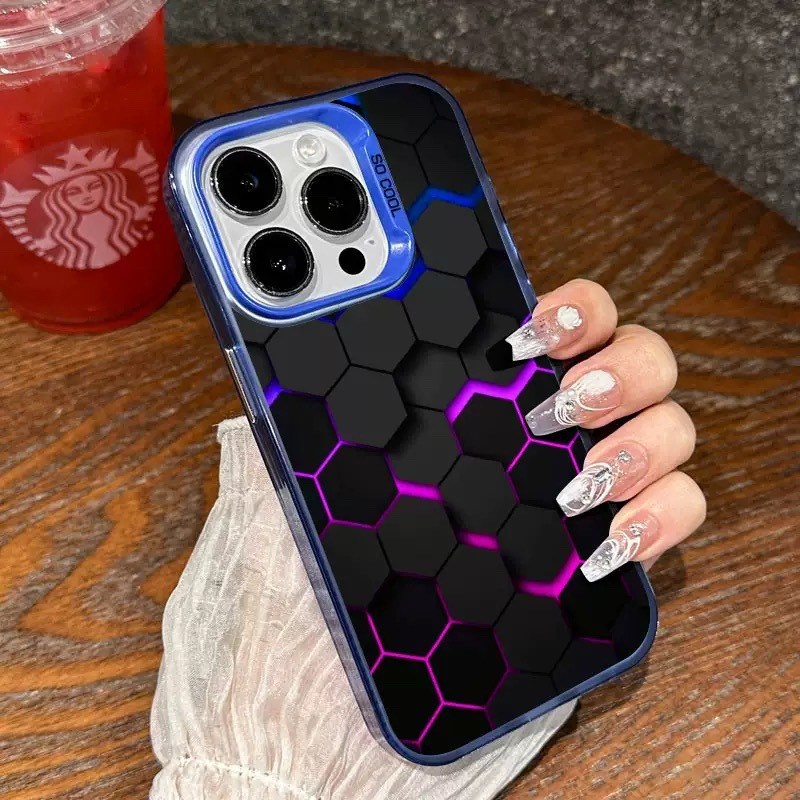 Νέα θήκη Premium Honeycomb Cube για iPhone Μοντέρνας μάρκας, αντικραδασμική, εύχρηστη με παγωμένη οθόνη, κατάλληλη για iPhone 16/15/14/13/12/11/16 Pro Max/15 Pro Max/Plus/X/XS/XR/XS