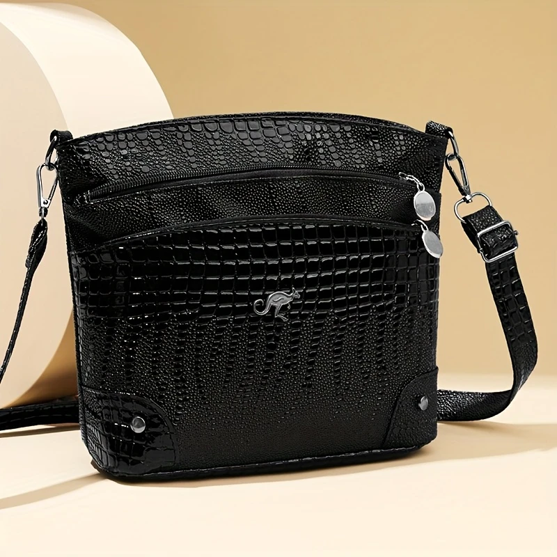 女士时尚鳄鱼纹设计单肩包纯色渐变托特包手机包 钱包礼物包日常出行潮流前卫手提包百搭手拿包手拎包 详情 5