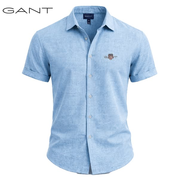 Ανδρικό κοντομάνικο πουκάμισο GANT® από βαμβάκι και λινό
