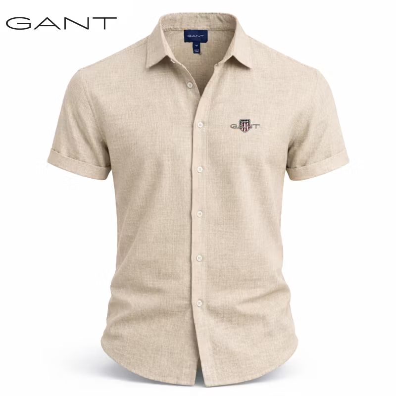 Ανδρικό κοντομάνικο πουκάμισο GANT® από βαμβάκι και λινό
