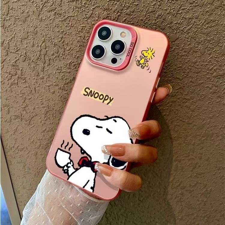 Βελτιωμένη νέα θήκη Snoopy για iPhone Apple Trend Brand, απλή, αντιστατική προστατευτική οθόνη με γυαλιστερό περίβλημα, κατάλληλη για iPhone 16/15/14/13/12/11/16 Pro Max/15 Pro Max/Plus/X/XS/XR/XS