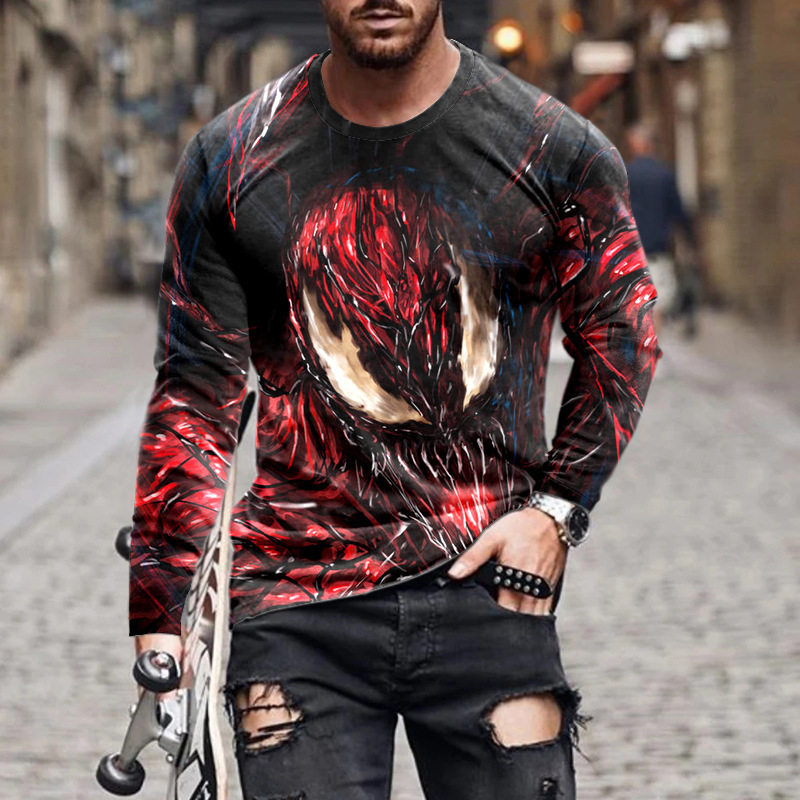 Ανδρικά must-have fashion print μακριά μανίκια, φορούν μια αίσθηση πολυτέλειας~