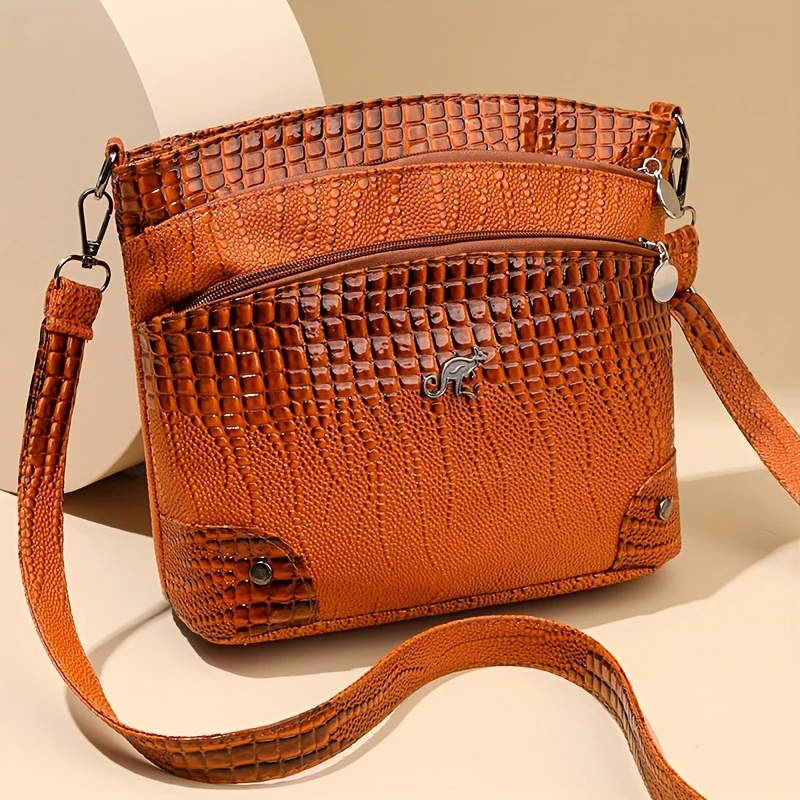 女士时尚鳄鱼纹设计单肩包纯色渐变托特包手机包 钱包礼物包日常出行潮流前卫手提包百搭手拿包手拎包 详情 7