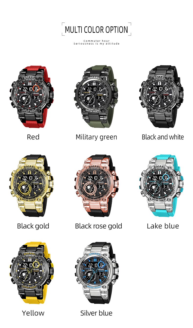 Smael Sports Watch Men Military Watch Digital Quartz Men Watch Waterproof 50M Swimming Alock Clock Army Men Wristwatches Kids Back to School Gift 2023 - US $16.99 &ndash;P7