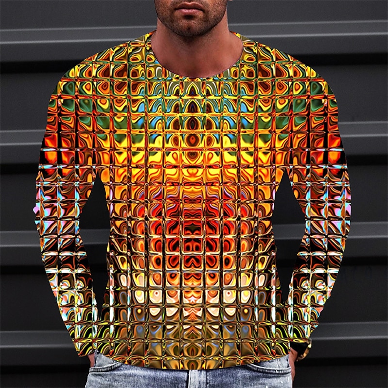 Men's Graphic Gradient Metallic Shirt T shirt Long Sleeve T shirt 3D Print Crew Neck Shirt Vintage Fashion Designer Outdoor Daily Sports 1 2 3 Spring &  Fall Clothing Apparel S M L XL 2XL 3XL 4XL 2024 - $21.99 &ndash;P4