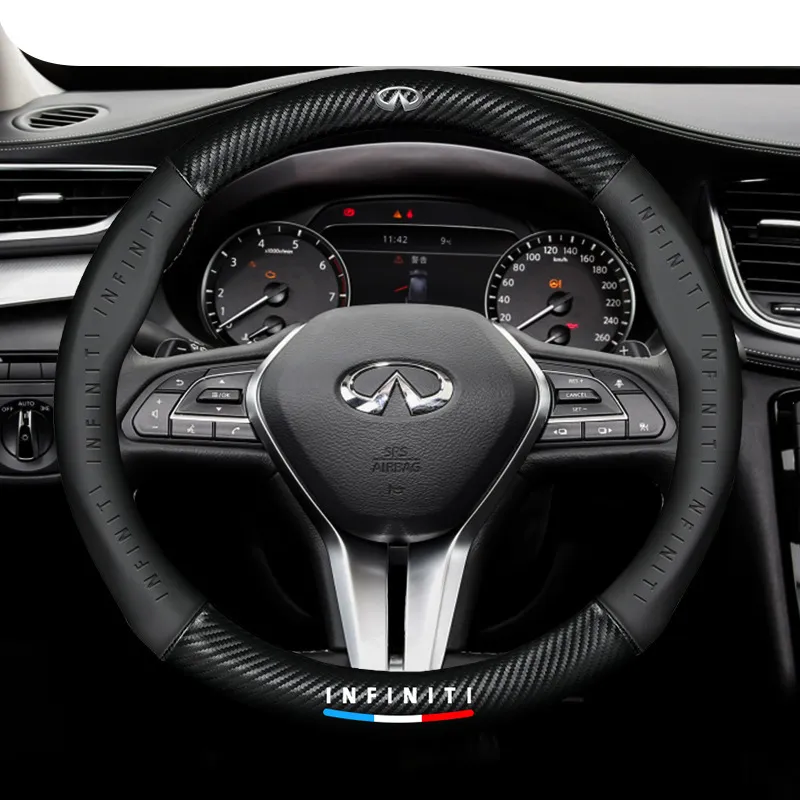 [3D ανάγλυφο λογότυπο αυτοκινήτου] Κάλυμμα τιμονιού από ανθρακονήματα Universal για όλες τις εποχές Απορροφητικά αντιολισθητικά καλύμματα λαβής για διάφορα μοντέλα
