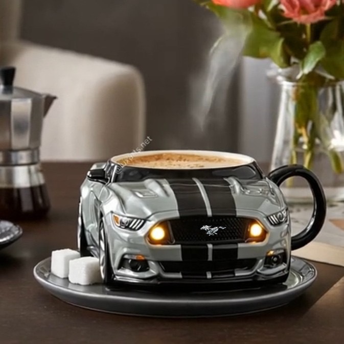 ☕☕Κούπα καφέ με θέμα σπορ αυτοκίνητο, πυρήνα από ανοξείδωτο ατσάλι 304 και ρητίνη