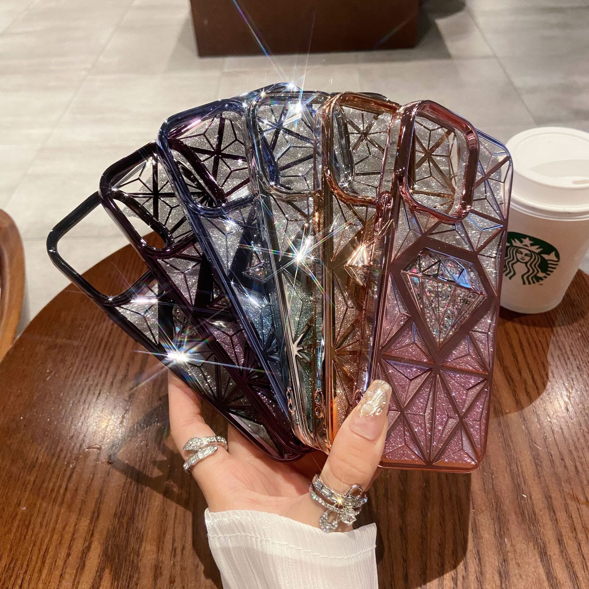 🌬🥰✨Τρισδιάστατη θήκη κινητού τηλεφώνου από διαμάντι/επιμετάλλωση κατάλληλη για iphone📱προστατευτική επίστρωση γκλίτερ ντεγκραντέ💍👉