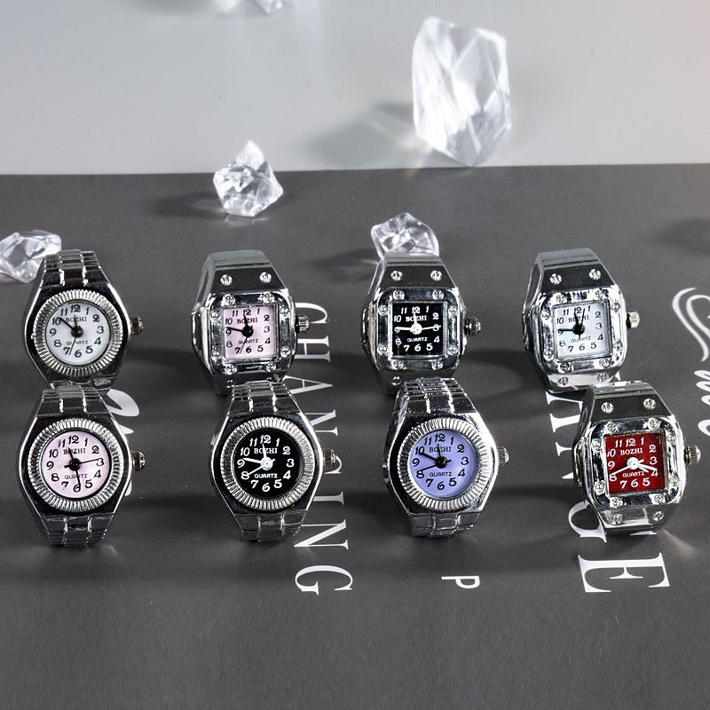 Ceas cu degete punk vintage, mini curea elastică, ceasuri din aliaj, inele pentru cuplu, bijuterii, ceas cu ceas cu cuarț roman retro, inel pentru femei, fete, 2023 - 8,99 USD -P1