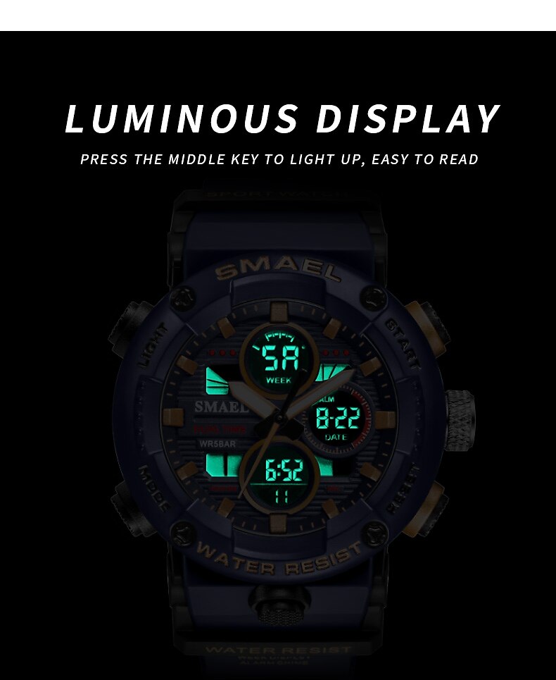 SMAEL Ceas Sport Bărbați Ceas de m&acirc;nă Impermeabil Alarma 8038 Ceas Bărbați Ceasuri Digitale Militare Militare Ceasuri Cuarț 2023 - 12,59 USD &ndash;P5