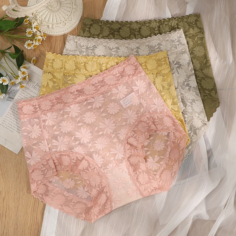 Платете 1, вземете 4 пакета🌷Секси безшевни тънки дантелени копринени бикини-БЕЗПЛАТНА ДОСТАВКА