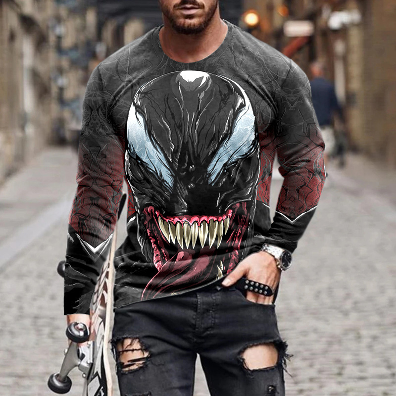 Ανδρικά must-have fashion print μακριά μανίκια, φορούν μια αίσθηση πολυτέλειας~