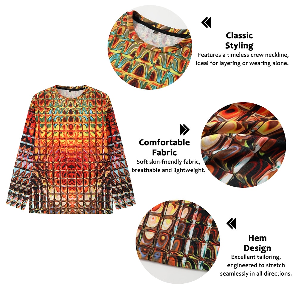Men's Graphic Gradient Metallic Shirt T shirt Long Sleeve T shirt 3D Print Crew Neck Shirt Vintage Fashion Designer Outdoor Daily Sports 1 2 3 Spring &  Fall Clothing Apparel S M L XL 2XL 3XL 4XL 2024 - $21.99 &ndash;P1