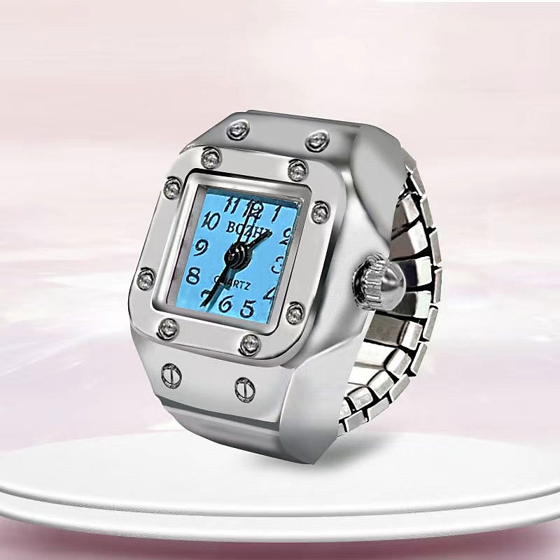 Ceas de deget vintage punk mini curea elastică ceasuri din aliaj cuplu inele bijuterii ceas retro roman cuarț ceas inel femei fete 2023 - 8,99 USD -P11